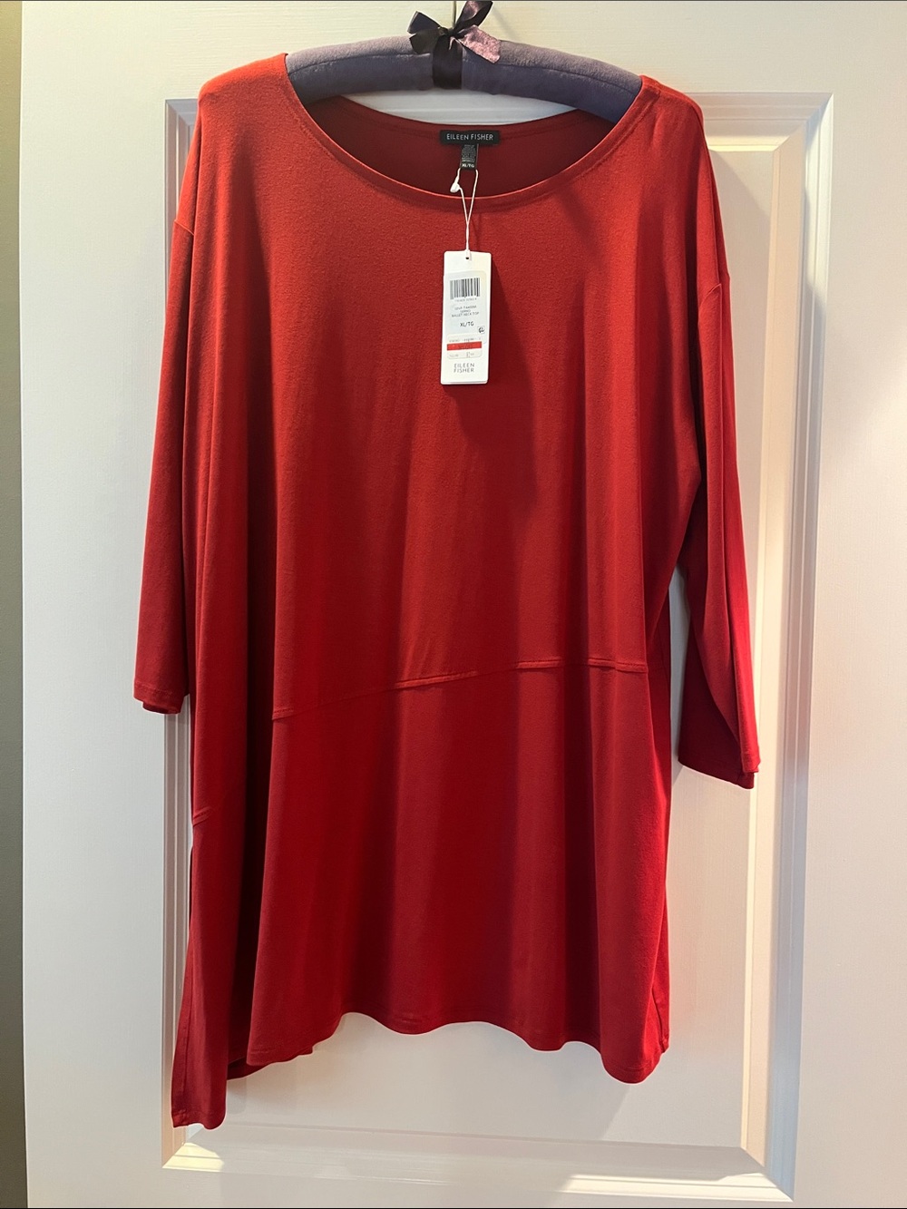 Eileen Fisher Rust Colored Relaxed Scoop Neck Tunic